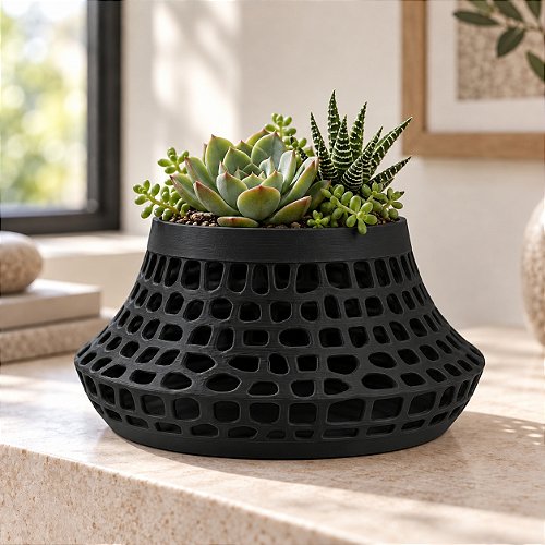 Vaso Karen Voronoi Baixo Criandê Preto