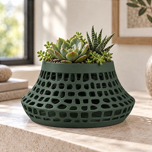 Vaso Karen Voronoi Baixo Criandê Verde