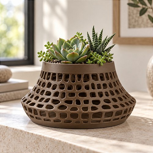 Vaso Karen Voronoi Baixo Criandê Wood