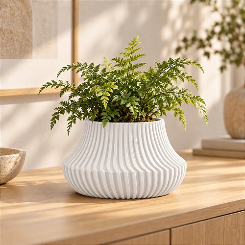 Vaso de Planta Canelado Aurora Criandê Branco