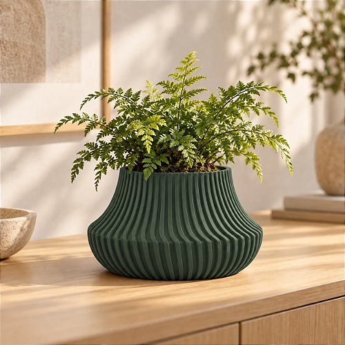 Vaso de Planta Canelado Aurora Criandê Verde