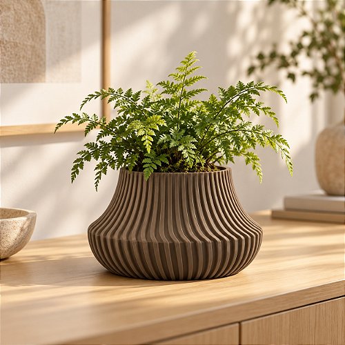 Vaso de Planta Canelado Aurora Criandê Wood