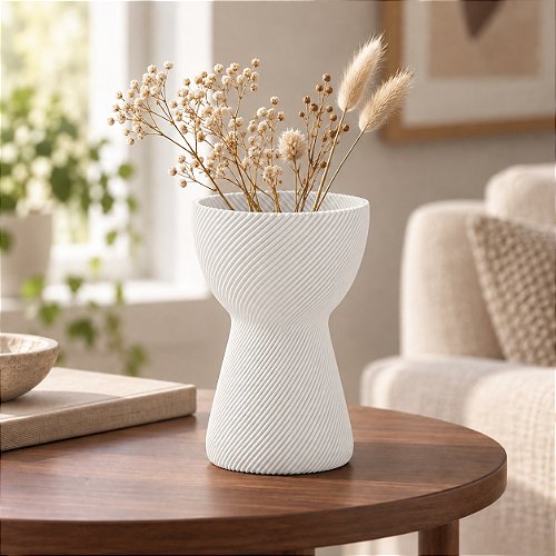 Vaso Ampulheta Espiral Criandê Branco