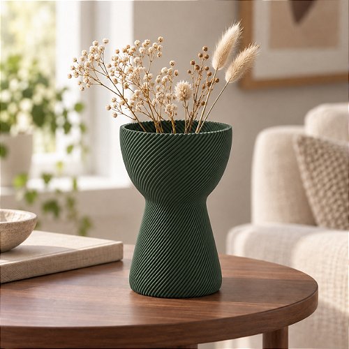 Vaso Ampulheta Espiral Criandê Verde