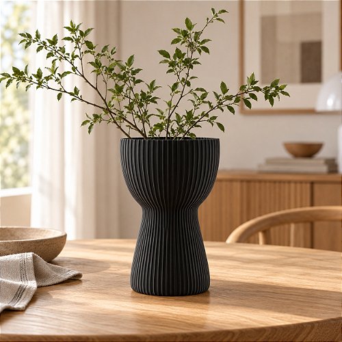Vaso Copo Canelado Japandi Criandê Preto