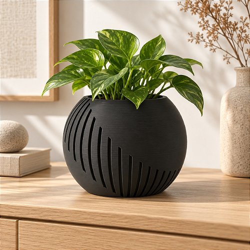 Vaso Japandi Esfera Criandê Preto