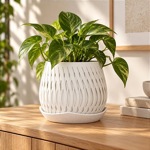 Vaso Trançado Ludovica com Prato Criandê Branco