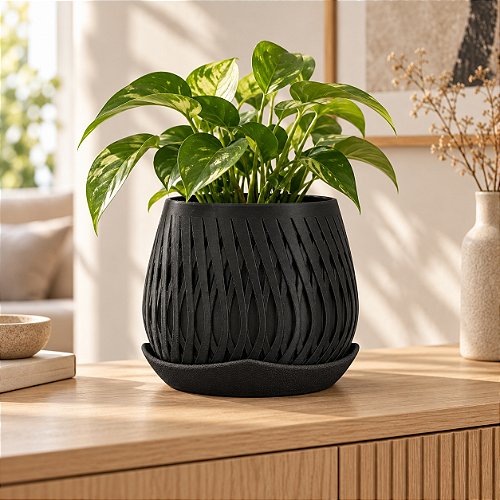 Vaso Trançado Ludovica com Prato Criandê Preto