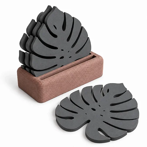 Porta-Copos Folha de Monstera com Suporte Criandê Cinza