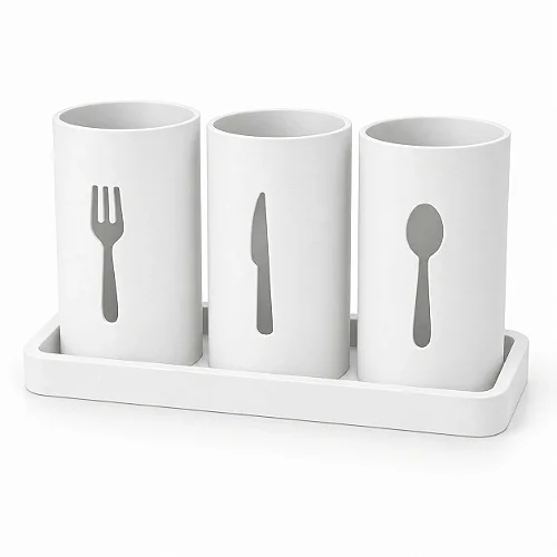 Suporte Moderno para Talheres de Mesa Criandê Branco