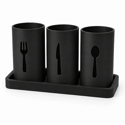Suporte Moderno para Talheres de Mesa Criandê Preto
