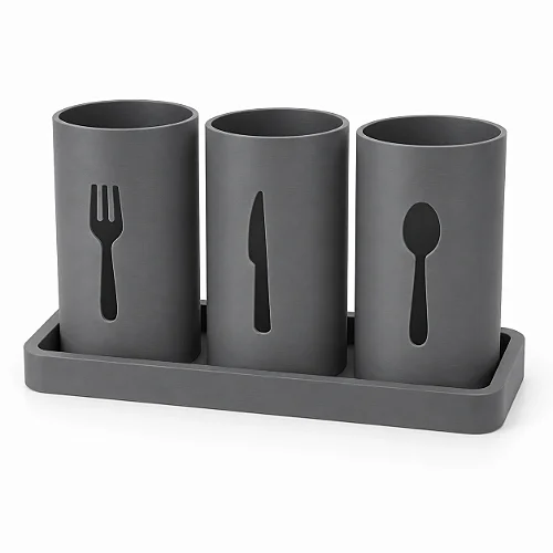 Suporte Moderno para Talheres de Mesa Criandê Cinza
