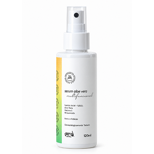 Sérum Aloe Vera Multifuncional com Ácido Lático 120 ml – Rosto e Cabelo – Verdi Natural
