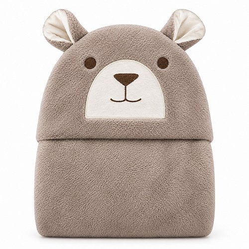 Toalha de Banho Infantil com Capuz Power Sec 3D 80x125cm Urso Yogi Bege - Laço Bebê