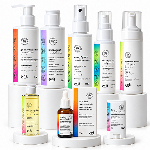 Kit Skincare Facial Natural 8 Produtos Verdi Natural – Rotina Completa de Limpeza e Cuidado