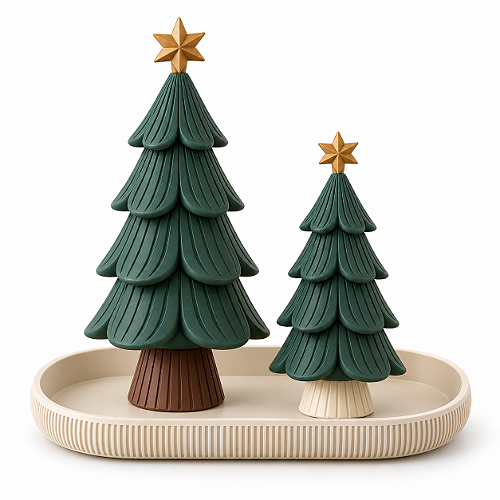 Kit Bosque Encantado com 2 Árvores de Natal e Bandeja