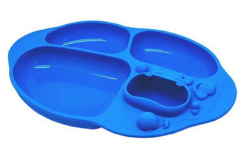Prato de Silicone com Divisórias e Sucção Hipopótamo - Marcus & Marcus