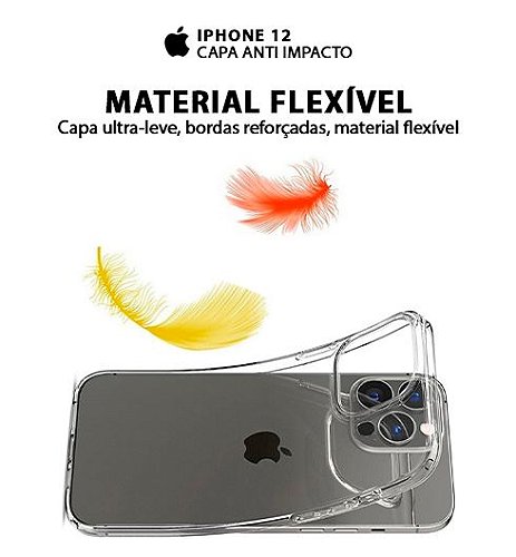 Capa iPhone 12/12PRO Anti Impacto Transparente Silicone Maleável