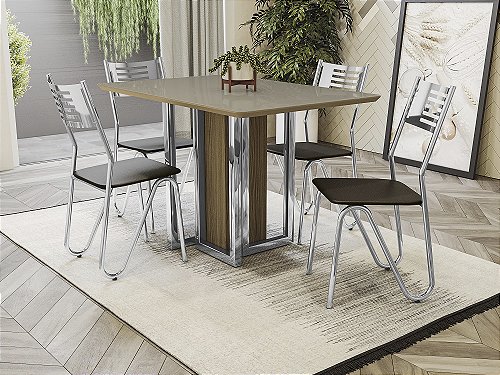 Conjunto de Mesa com 4 Cadeiras Preto Reno com Nápolis Kappesberg