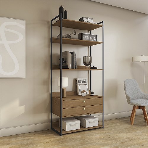 Armario Closet Alto - Ref. LI049 - Canela/Branco - Linha