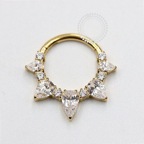TN1112 Segmento Frontal Luxo Cristal Navetes Titânio PVD Gold