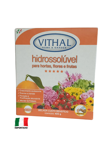 Fertilizante Hidrossolúvel Hidroponia 400g Rende 200l Vithal