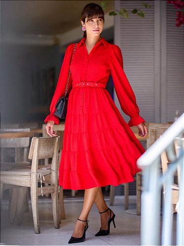 VESTIDO CHEMISE LINHO COM ILHOS LUZIA FAZZOLLI AdmireR Moda