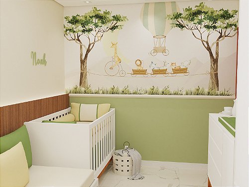 Papel de Parede Infantil Xadrez Bege Liso - Provence Home & Baby