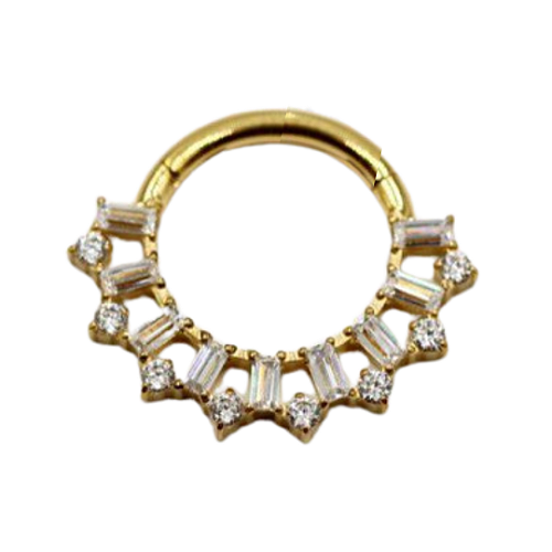 Segmento Zircônias Triplas | Tit. PVD Gold | Piercing de Argola