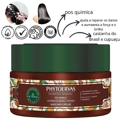 Shampoo Pós Química Castanha do Brasil e Cupuaçu Phytoervas 250ml