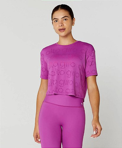 T-shirt Malha Confort Cropped Alto Giro