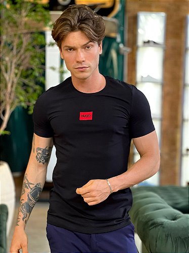 Camiseta Hugo Boss Masculina Slim Fit Basic Preta - Mod Store