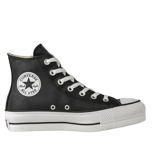 Star Chuck All Star Preto Couro Masculino Couro Preto Cano Alto