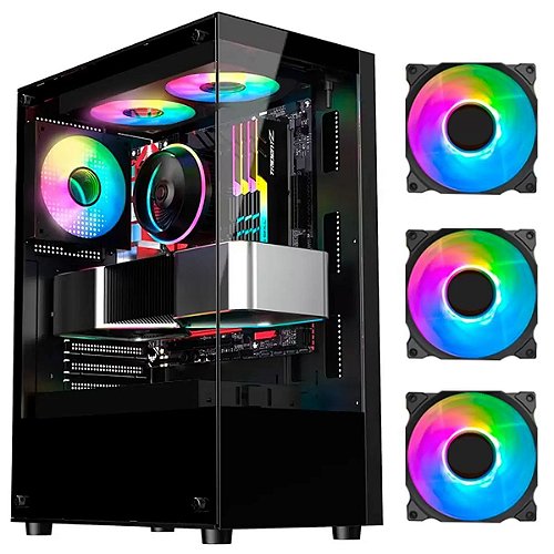 Gabinete Mini Gamer GB1787 Preto 3 Fans Rgb Micro-Atx ITX - BS