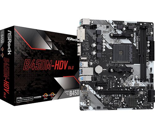 Kit Placa Mãe ASRock B450M Steel Legend + Processador AMD Ryzen 5