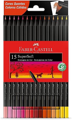 Lápis de Cor SuperSoft Faber-Castell - 15 Cores Neutras