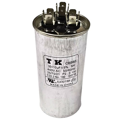 CAPACITOR DUPLO 35+10UF 440V 50MM X 105MM TK - RS COMPONENTES