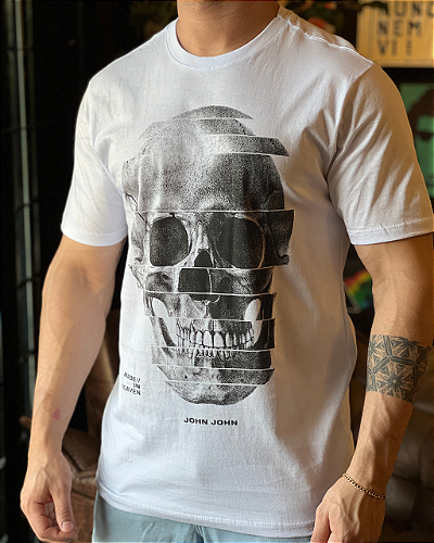 CAMISETA JOHN JOHN SKULL AMÉRICA ESTAMPA CAVEIRA FEMININA - Preto