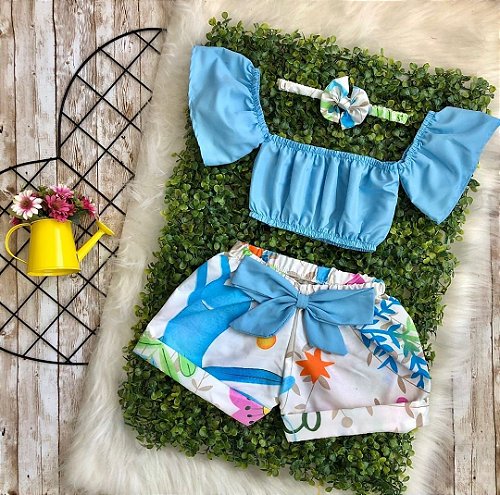 Roupa De Bebê Moana Menina Romper Salopete Tiara Mesversário