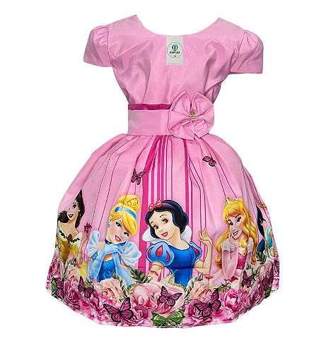 Vestido Infantil Princesa Tematico Minnie Rosa - Roupa Infantil