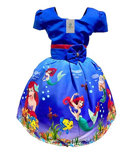 Vestido Moana adulta azul Temático Infantil 1 a 8 anos - IS STORE