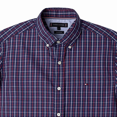 Camisa Tommy Hilfiger Masculina Regular Fit Xadrez Azul