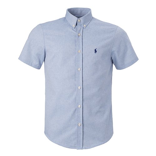 Camisa Ralph Lauren Masculina Manga Curta Fine Stripe Oxford