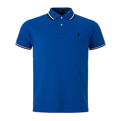 Camisa Polo Ralph Lauren Custom Fit Retilinea Cor Azul - Sea
