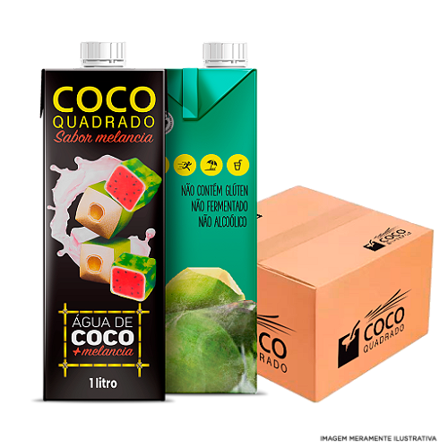 Água de Coco - Coco Quadrado 1L Sabor Morango (Caixa com 12 unidades) - Coco  Quadrado