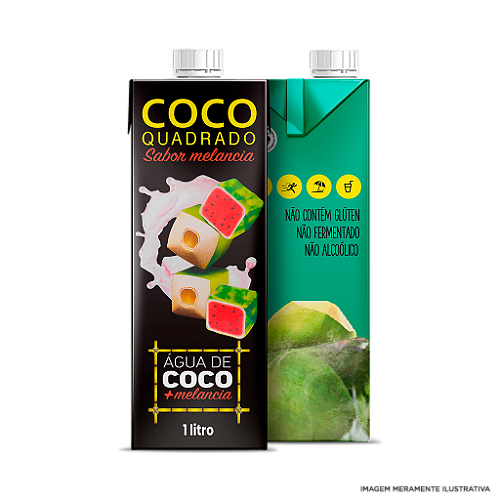 Água de Coco - Coco Quadrado 1L Sabor Morango (Caixa com 12 unidades) - Coco  Quadrado