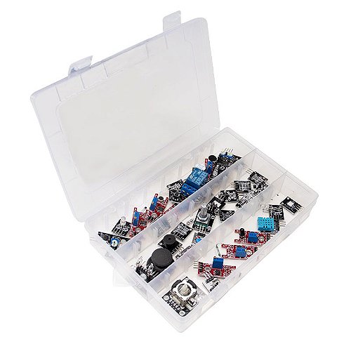 Kit com 37 Módulos e Sensores Para Arduino com Caixa Organizadora