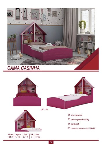 CAMA CASINHA SOLTEIRO — PINK PLOC