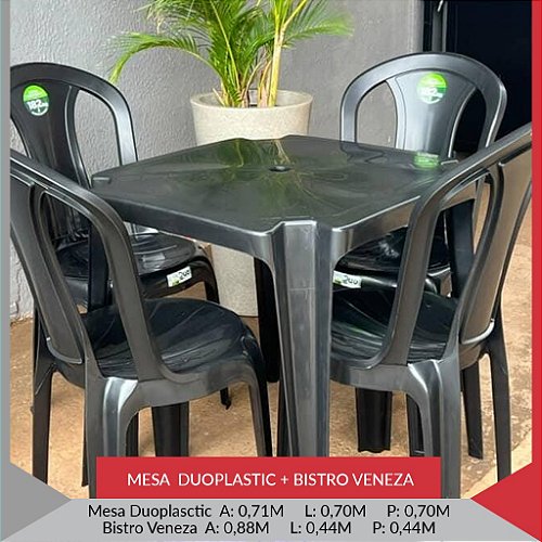 MESA PRETA DUOPLASTIC — PRETO