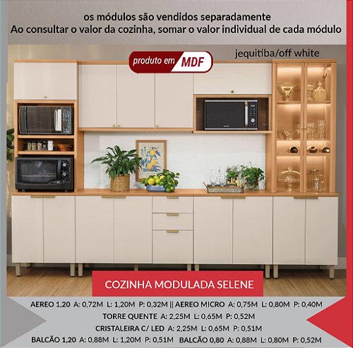 Cozinha Modulada Selene - Composição Completa 2 Peças — JEQUITIBA/OFF WHITE